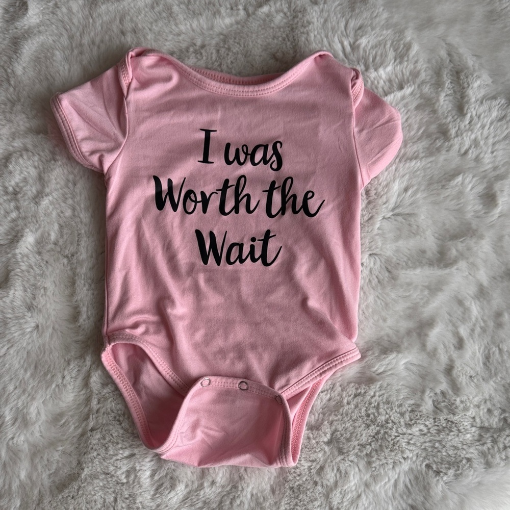Pink Baby One-Piece Bodysuit - "I Was Worth the Wait"